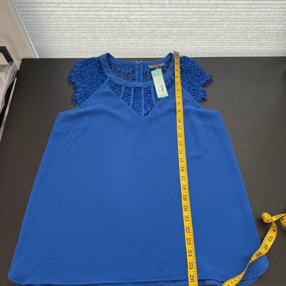 NWT Brixon Ivy Women's Sleeveless Lace Blouse Size Medium Blue Keyhole Back - Picture 9 of 10